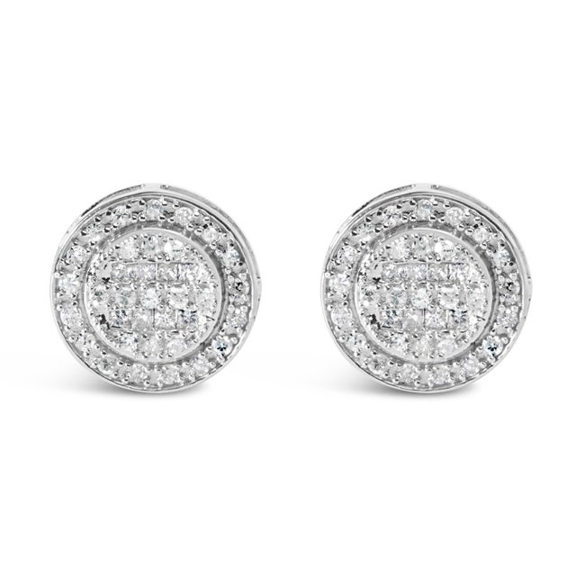Capturing the essence of refined elegance, these breathtaking stud earrings are meticulously crafted from rhodium-plated...