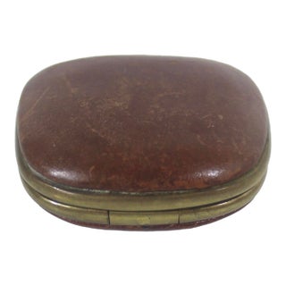 Vintage Leather and Brass Pill Box For Sale