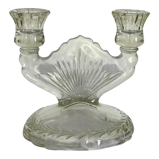 Vintage Glass Art Deco Double Candle Holder Chairish