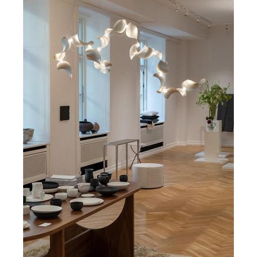 Dune 10 Spiral Pendant Light in Silver Anodized Aluminum by Moss Objects For Sale - Image 17 of 18