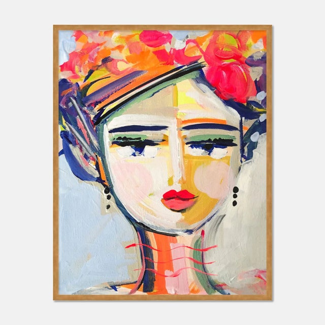 Contemporary Citrus Girl by Maren Devine in Gold Frame, Small Art Print For Sale - Image 3 of 3