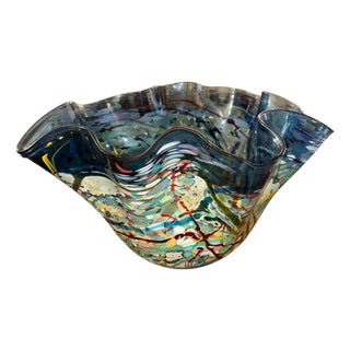 John Gerletti Signed Art Glass Centerpiece Vase, 1997, u.s.A. For Sale