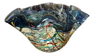 John Gerletti Signed Art Glass Centerpiece Vase, 1997, u.s.A.