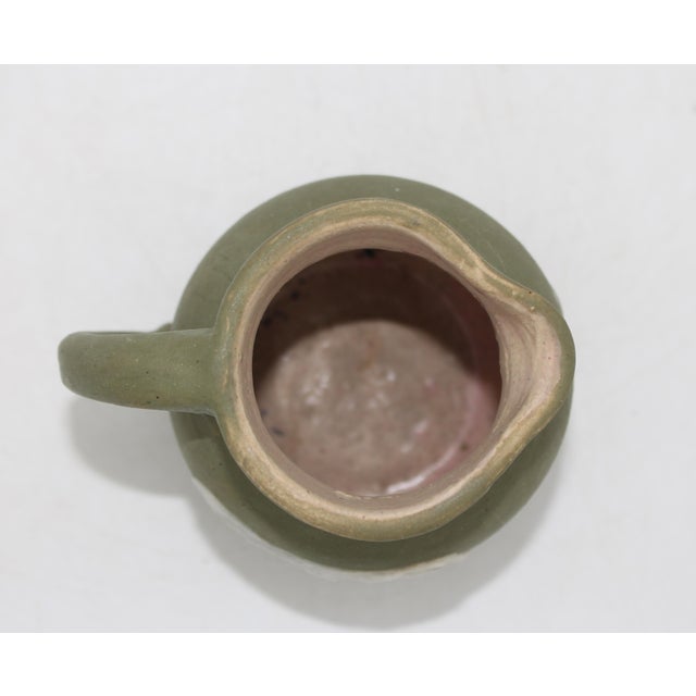 Ceramic 1960 North Carolina Cameo Decorated Small Pottery Pitcher by Walter Stephen For Sale - Image 7 of 11