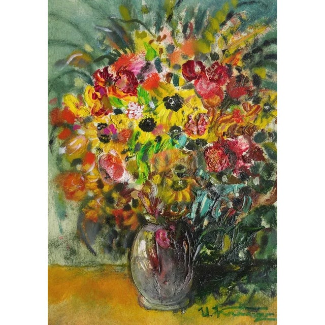 Uldis Krauze, Bouquet of Flowers with Sunflowers, 2000s, Oil on Board For Sale - Image 4 of 4