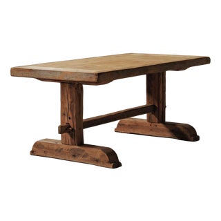 French Artisanal Pine Dining Table, 1970 For Sale