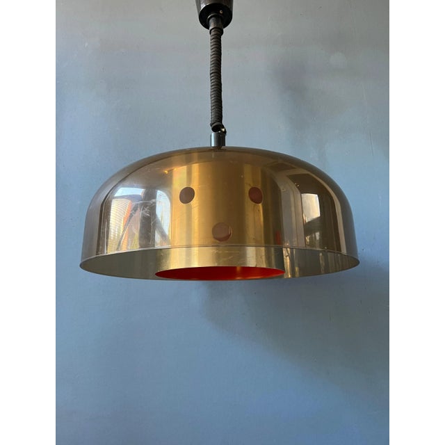 Gold Mid-Century Space Age Pendant Lamp from Herda, 1970s For Sale - Image 8 of 11