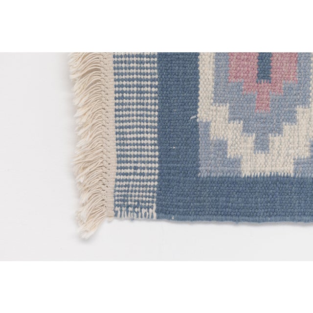 Vintage Swedish Blue Runner Rug, 1960s For Sale - Image 6 of 7