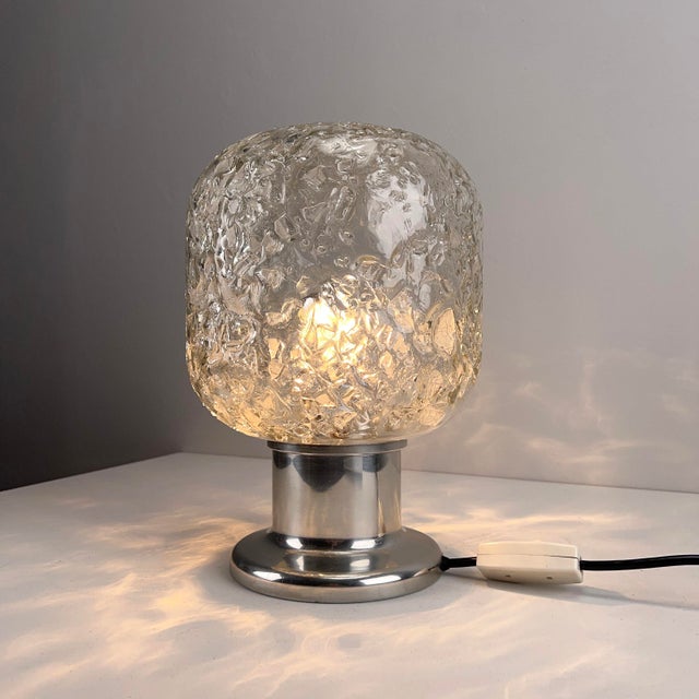 Table Lamp with Mouth-Blown Glass Shade and Silver Base from Doria Leuchten, Germany, 1970s For Sale - Image 9 of 9