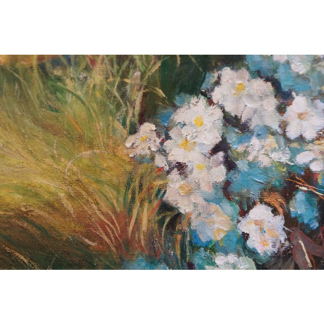 Late 20th Century Mother & Daughter Gathering Flowers Oil Painting After Richard Earl Thompson For Sale - Image 10 of 10