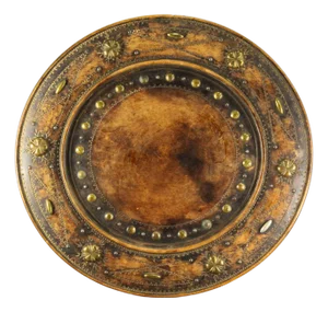 1850's-60's Treen Turned Wood & Brass Alms Dish Platter Charger, Victorian