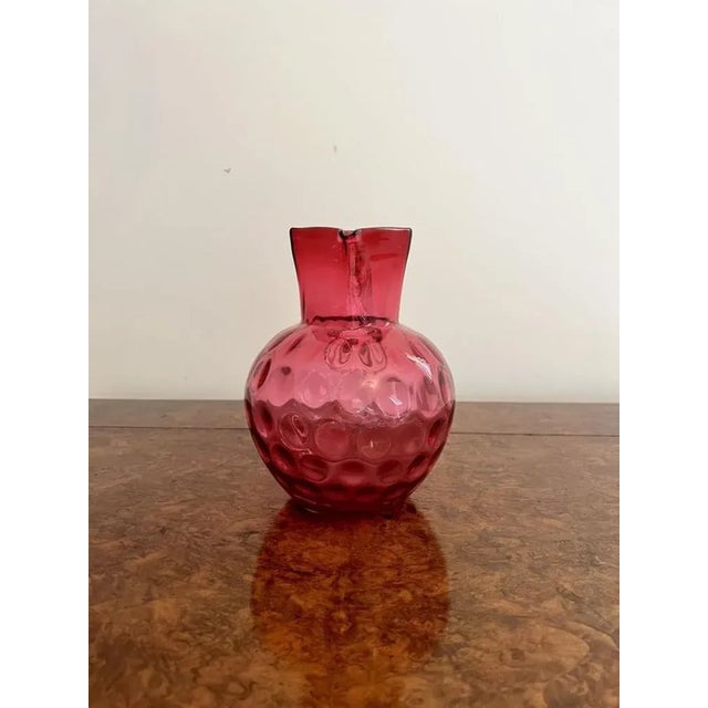 Late 19th Century Victorian Cranberry Glass Jug, 1880s For Sale - Image 5 of 7