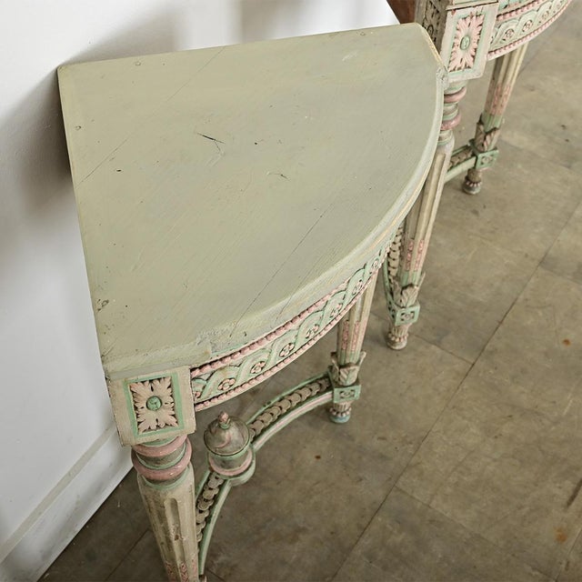 Early 20th Century French Pair of Louis XVI Style Corner Demilunes For Sale In Baton Rouge - Image 6 of 15