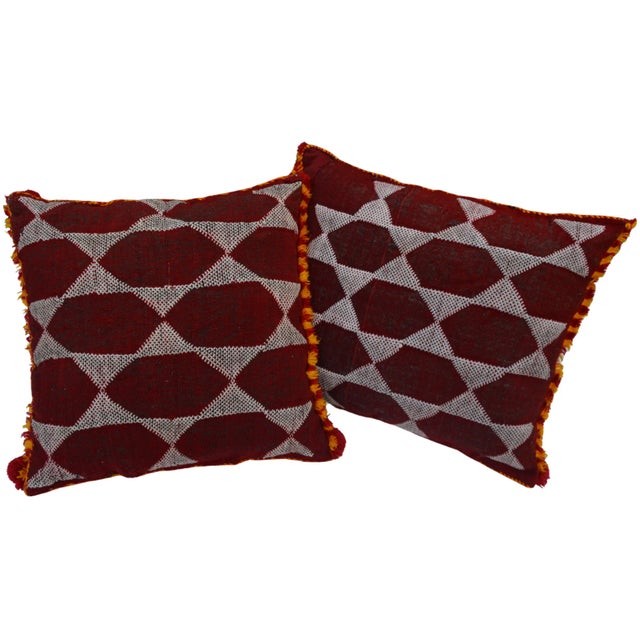Berber-Patterned Moroccan Pillows, S/2 For Sale - Image 9 of 10