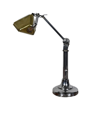 Art Deco Metal Desk Lamp in the Style of Pirouett, 1930s