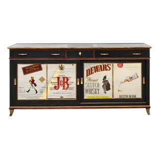 Pear Wood and Teak Mobile Bar Sideboard For Sale