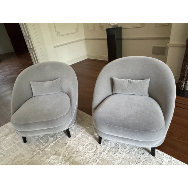 Attributed to Patrick Naggar Club Curved Chair in Dedar Vladimiro/ Gris Cendre Fabric From Ralph Pucci - Set of 2 For Sale - Image 9 of 10