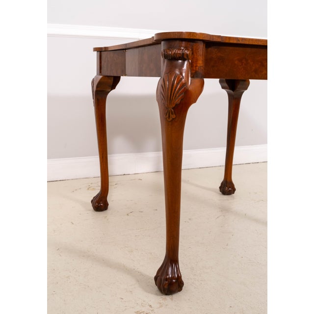 Chippendale Style Burl Walnut Flip Top Inlaid Game Table For Sale - Image 11 of 15