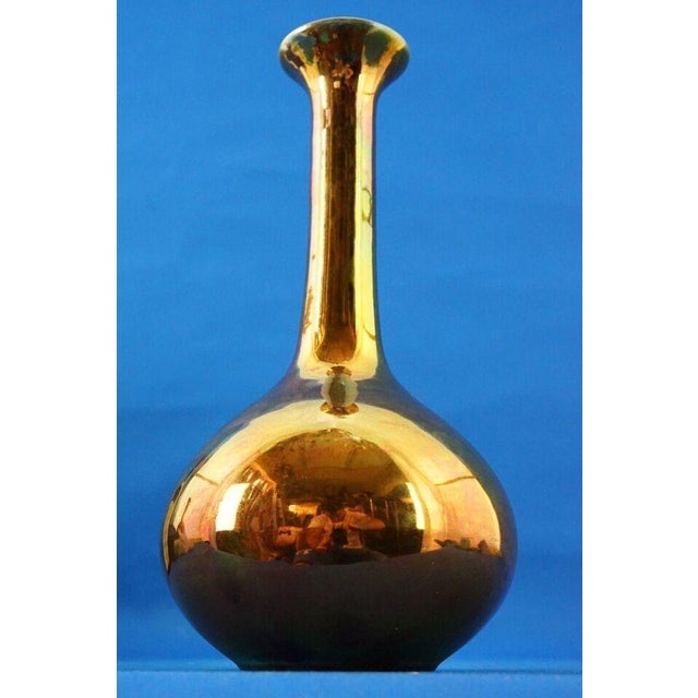 20th Century Ceramic Vase with Gold Metallic Lustre Glaze from Bottega Gatti, Italy, 1970s For Sale - Image 4 of 18