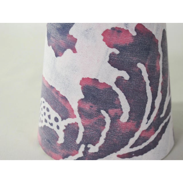 A clip top chandelier shade handmade with Fortuny’s iconic hand printed cotton. Top 3” bottom4” side 4”