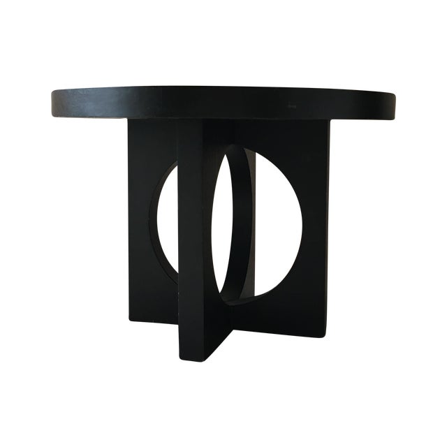 West Elm Black Round Cut Out Dining Table Chairish