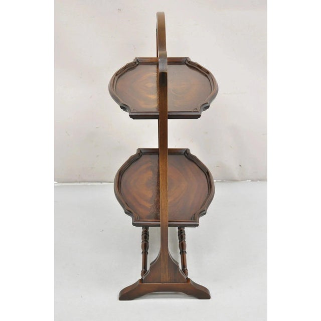 Vintage Regency Style Mahogany 2 Tier Folding Muffin Cake Stand Side Table For Sale - Image 9 of 12