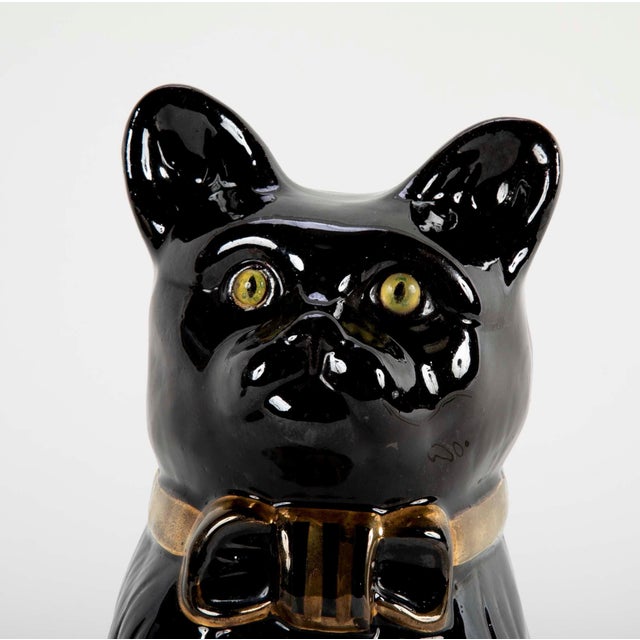 Black Midcentury French Glazed Ceramic Black Cat For Sale - Image 8 of 11