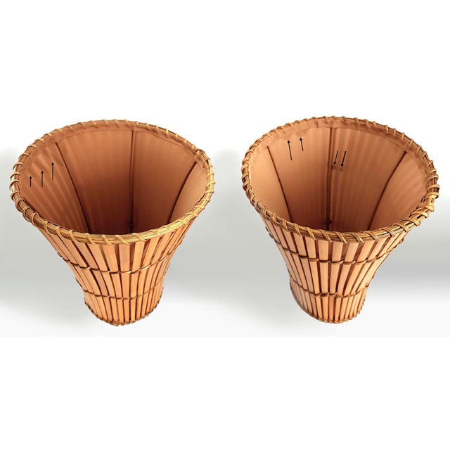 Vintage Tropical Palm Tree Table Lamps With Bamboo Shades Restored - A Pair For Sale - Image 12 of 13