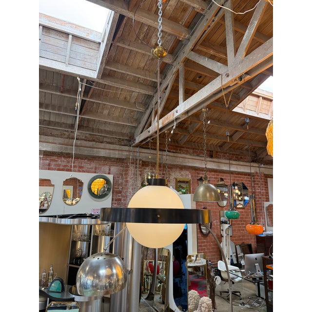 Metal Stilnovo "Disco Volante" Pendant Light, Italy, 1960s For Sale - Image 7 of 7