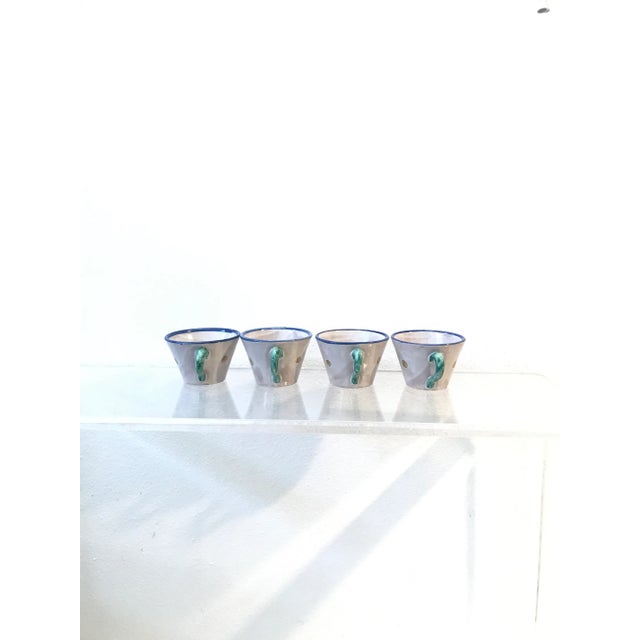 Ceramic Vintage Hand Painted Floral Italian Pottery Tea Cup Mugs - Set of 4 For Sale - Image 7 of 11