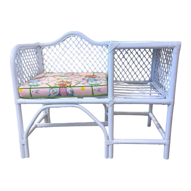 Vintage Telphone Bench in Pindler Fabric For Sale