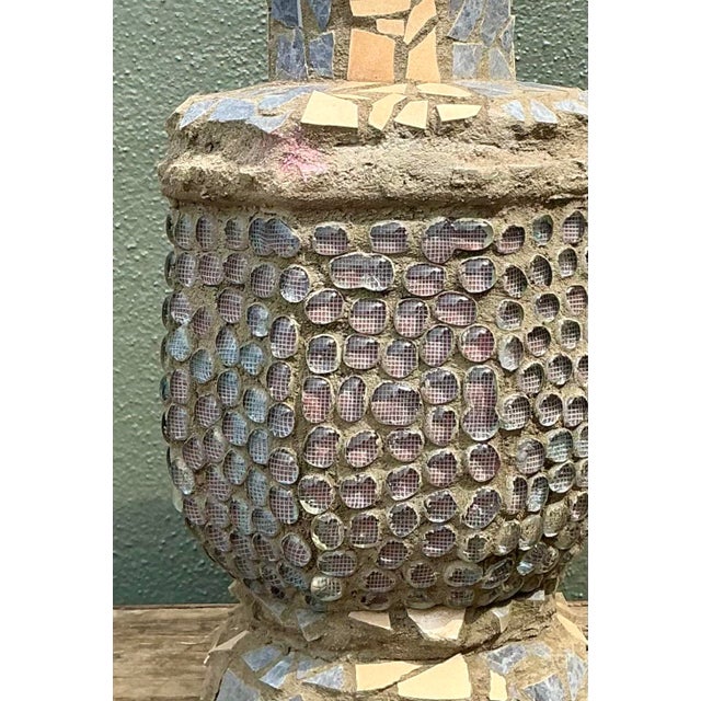 Vintage Found Object Mosaic Lamp For Sale In West Palm - Image 6 of 12
