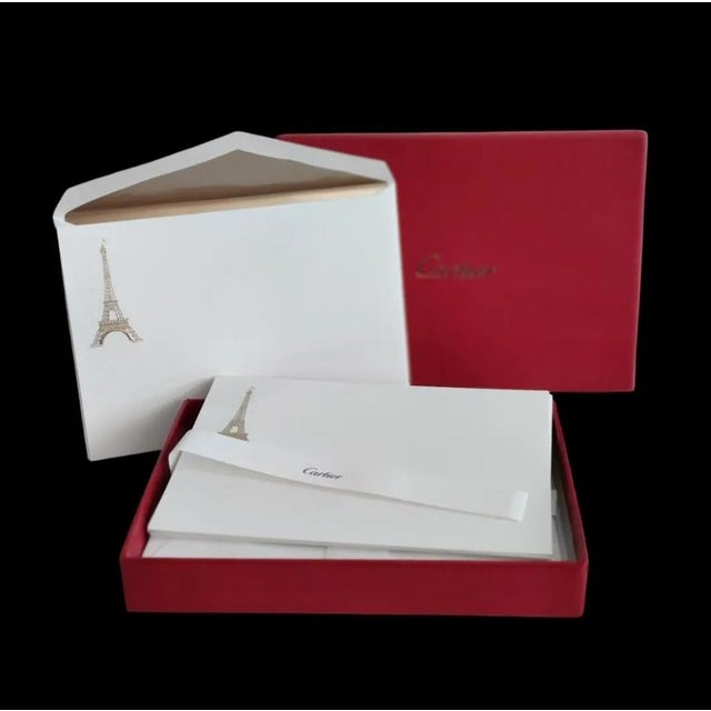Ivory Cartier Luxury Eiffel Tower Embossed Stationery For Sale - Image 8 of 12