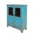 Distressed Bright Blue Glass Display Bookcase Curio Cabinet For Sale - Image 4 of 7