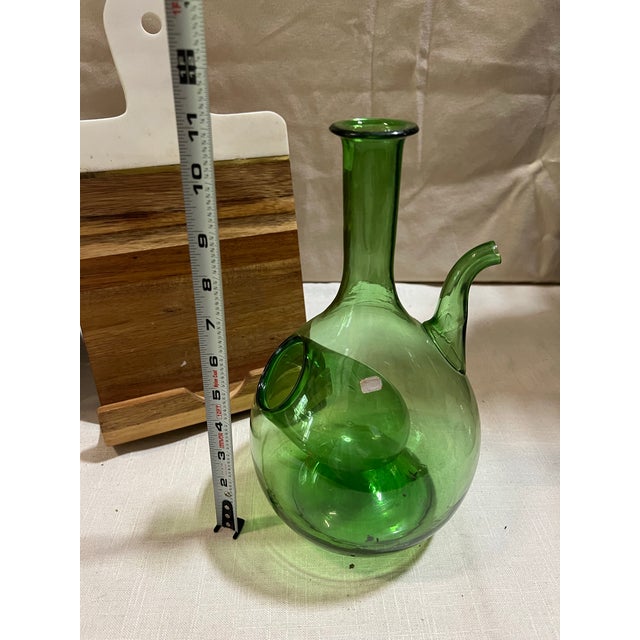 Mid-Century Green Glass Decanter For Sale - Image 4 of 5