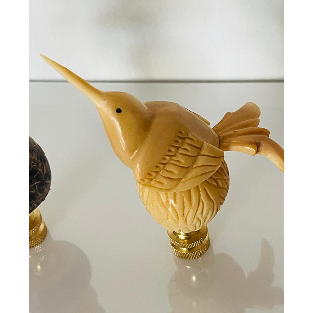 1960s Vintage Carved Birds Figurines Lamp Finials For Sale - Image 5 of 5