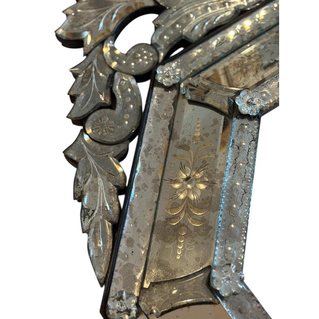 Late 19th Century Antique, Etched Venetian Style, St. Double Framed Octagon Shape Mirror For Sale In Los Angeles - Image 6 of 7