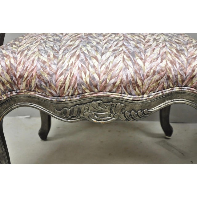 Silver Vintage Italian Baroque Rococo Style Silver Leaf Gilt Lounge Arm Chairs - A Pair For Sale - Image 8 of 18