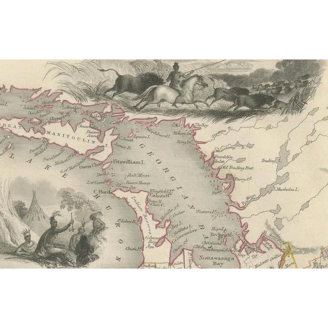 Decorative 19th-century map of west canada with niagara falls and indigenous scenes this detailed 19th-century map of west...