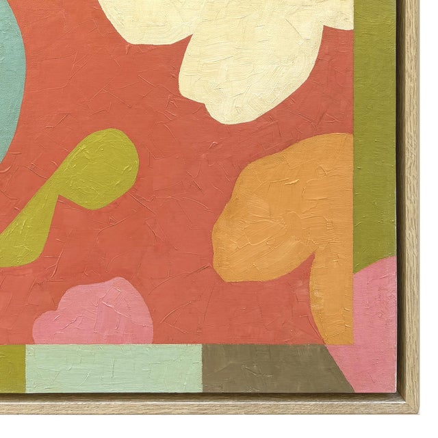 2020s Contemporary Colorful Minimalist Abstract Oil Painting in Oak Float Frame For Sale - Image 5 of 6