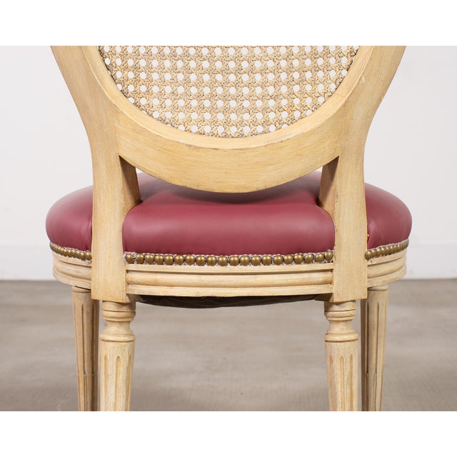 Set of Eight Louis XVI Style Caned Painted Dining Chairs For Sale - Image 12 of 18