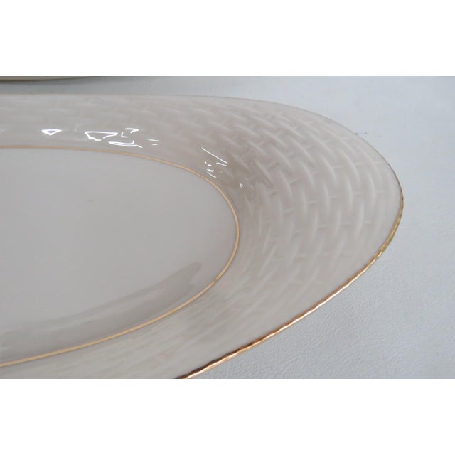 Mid 20th Century Lenox China Bread Tray Pair of 2 Porcelain Serving Platters With Gold Trim For Sale - Image 15 of 16