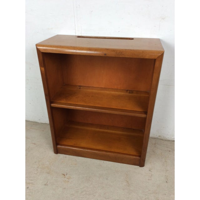 Vintage Two Shelf Bookcase With Rounded Front Edge and Wire Slot For Sale - Image 4 of 12