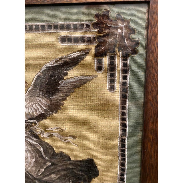 Victorian Antique Victorian Mahogany Hand Beaded Fire Screen, 19th Century For Sale - Image 3 of 10