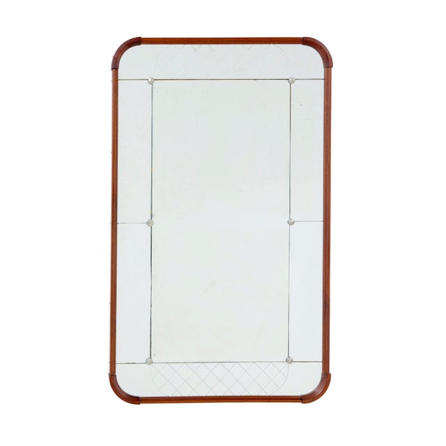 Wood Mid-Century Swedish Shaped and Etched Mirror by Glas & Tra, 1960 For Sale - Image 7 of 7
