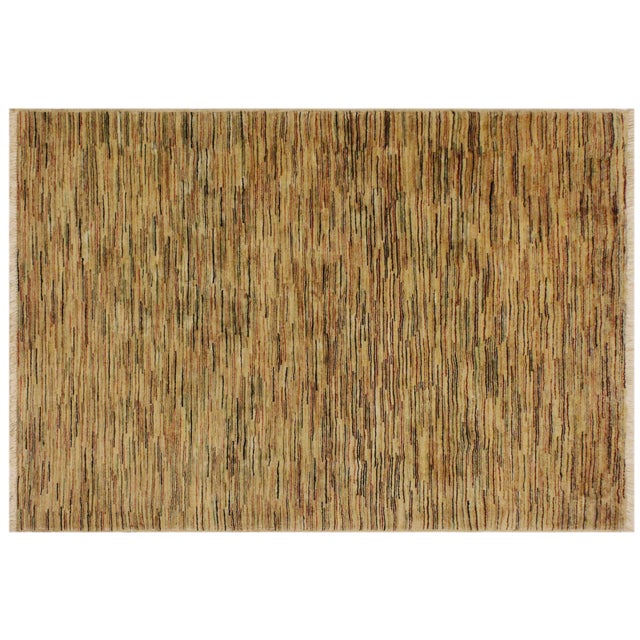 Bohemian Gabbeh Tan/Black Wool Rug - 4'0'' X 5'9'' For Sale - Image 9 of 10