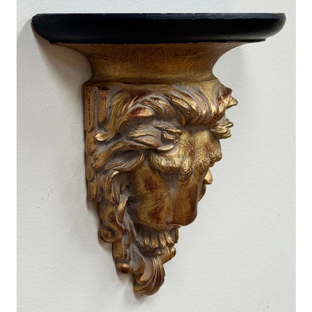 Vintage Gilded Lion Bust Wall Shelf For Sale In Kansas City - Image 6 of 7
