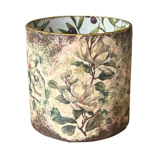 Vintage Botanical//French Country// Vintage European//Old World//Farmhouse//Cottage Artisan Crafted Decorative Hurricane Vessel 6x6in. For Sale