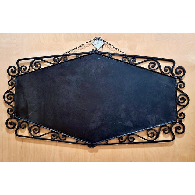 Metal 1930s French-Style Art Deco Wrought Iron Wall Mirror For Sale - Image 7 of 7