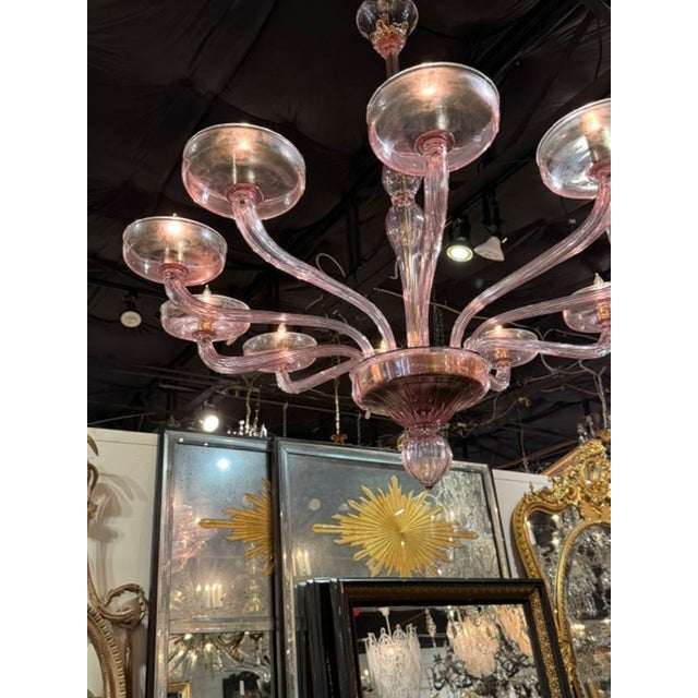 Lavender Murano Lavender Glass 10 Arm Chandelier For Sale - Image 8 of 8